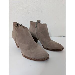 Madewell Womens Size 7 US  The Billie Taupe Suede Ankle Heel‎ Side ZIp Up Boots